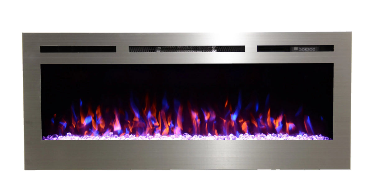 50" Stainless Steel Electric Fireplace F7864