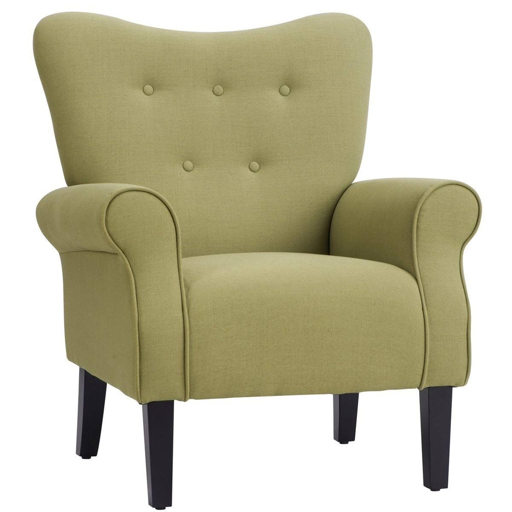 Blue Wing Back Accent Chair with Wooden Legs U211