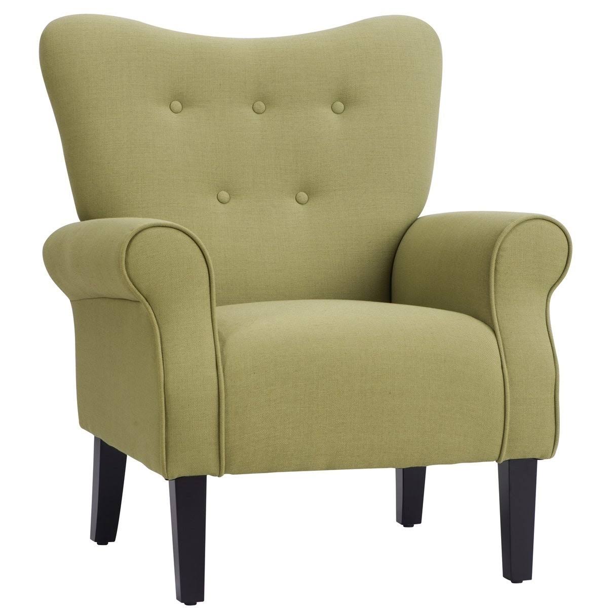 Blue Wing Back Accent Chair with Wooden Legs U211