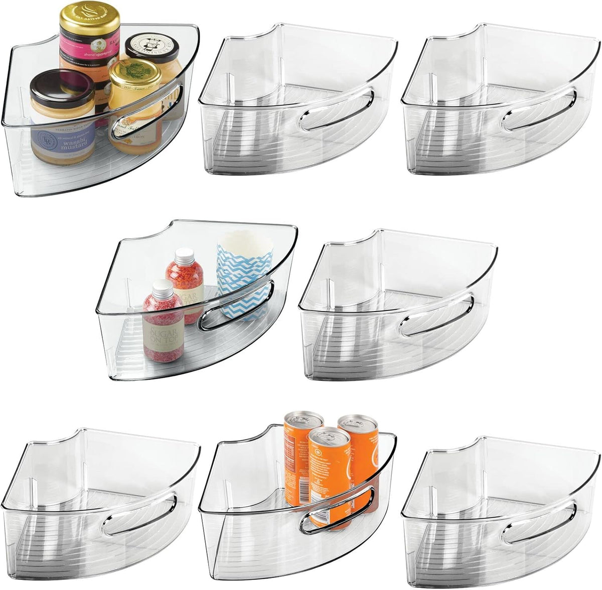 Plastic Lazy Susan Storage Turntable Organizer Bins 8 Pack Smoke Gray B370791