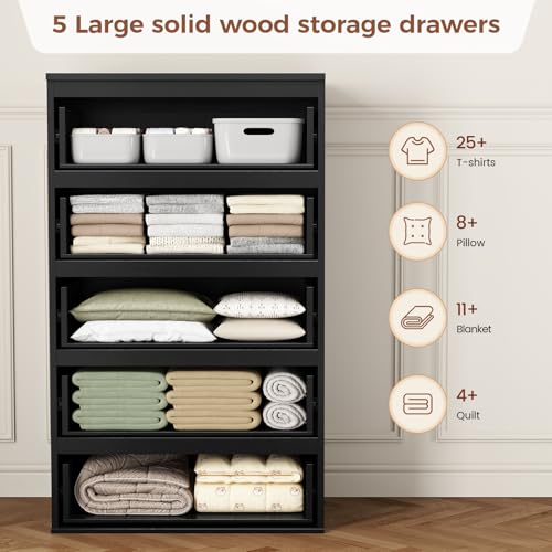 Black Brown 4 Drawer Wooden Dresser S32018