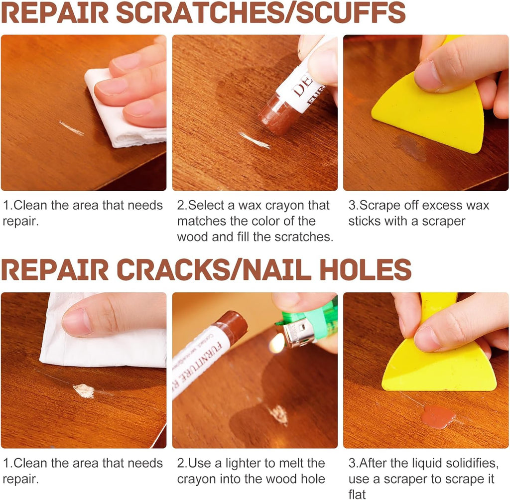 6 Colors Wood Filler Sticks Repair Crayons Kit Y4584