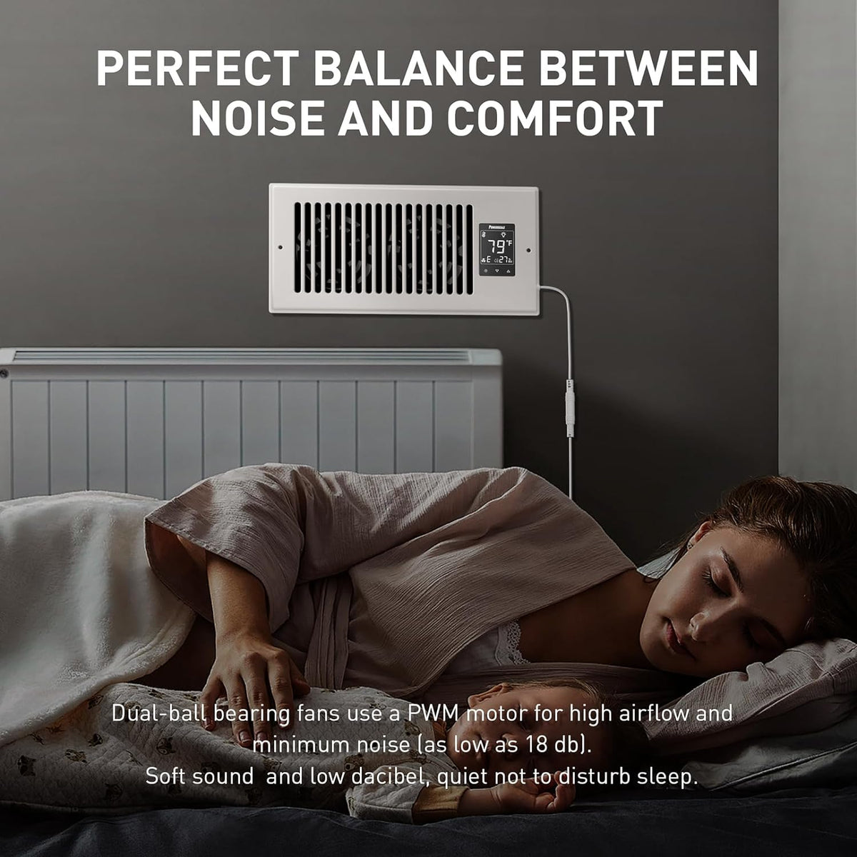 Smart Vent & Quiet Air Booster Register Fan with Humidity Sensor V631