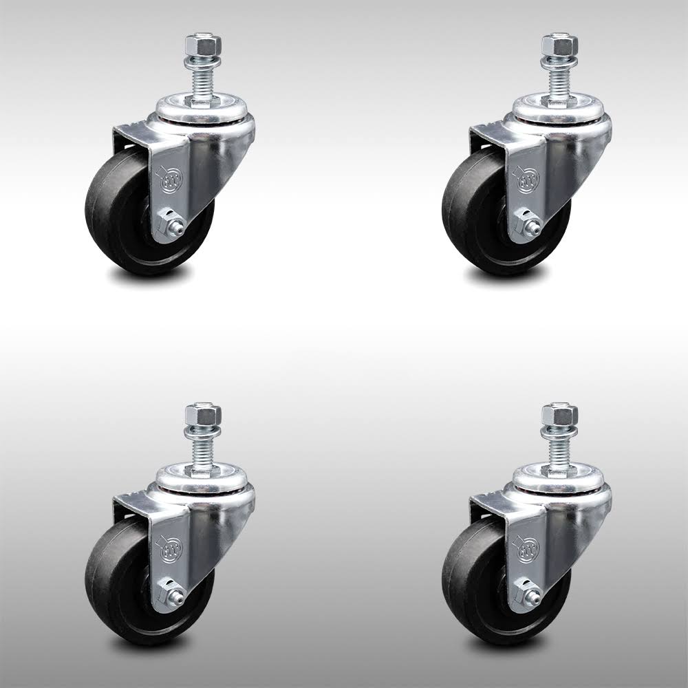 3.5 inch Soft Rubber Swivel Caster Set U843