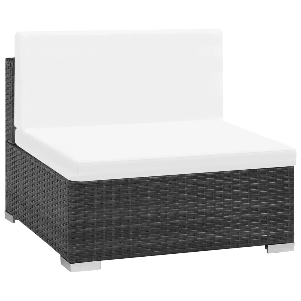 7 Piece Cushioned Black Poly Rattan Patio Conversation Set G116