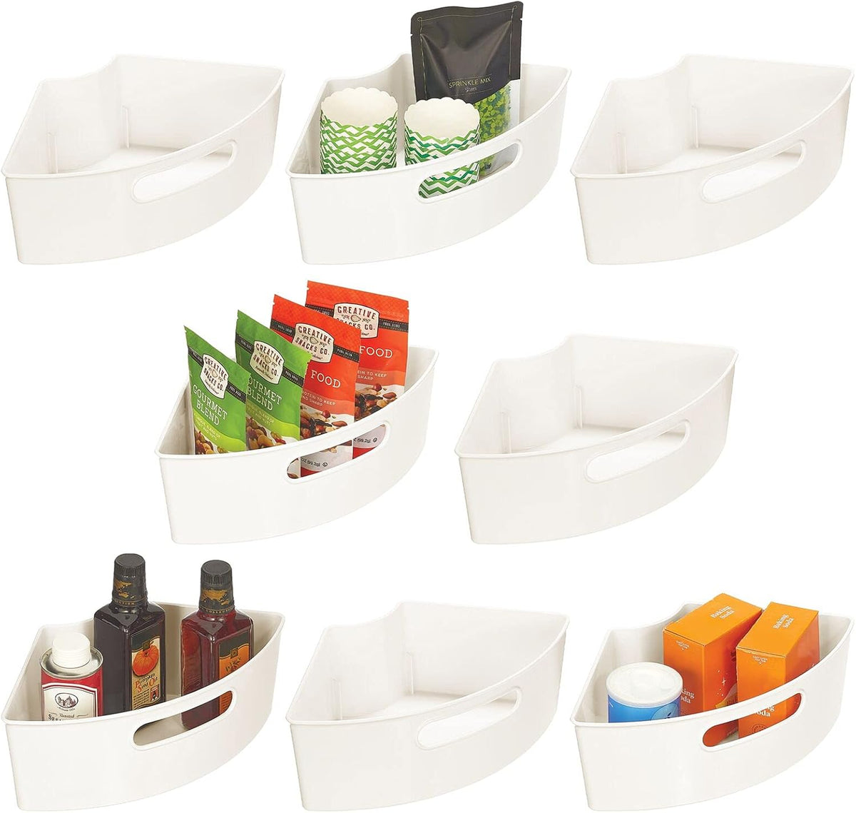 Plastic Lazy Susan Storage Turntable Organizer Bins 8 Pack Smoke Gray B370791