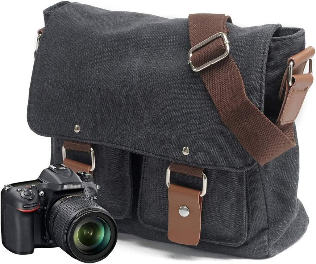 Vintage Canvas Leather Camera Messenger Bag M5146