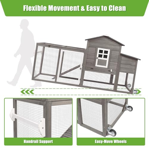 Wooden Chicken Coop Cage with Nesting Box, Waterproof Roof, Removable Tray E445799