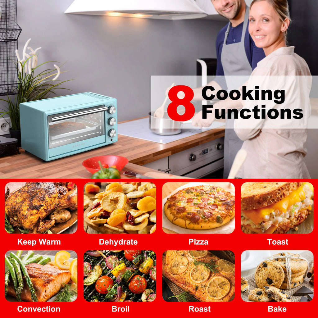 Blue Retro Toaster Oven with Convection, 1500W, 0.9 Cu.Ft S828