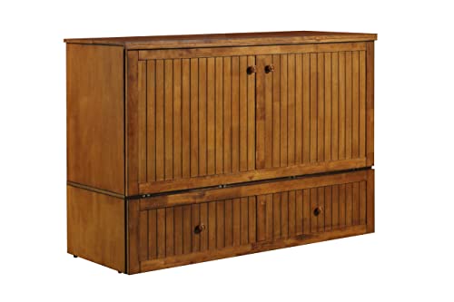 Queen Blonde Oak Murphy Cabinet Chest Bed V8950