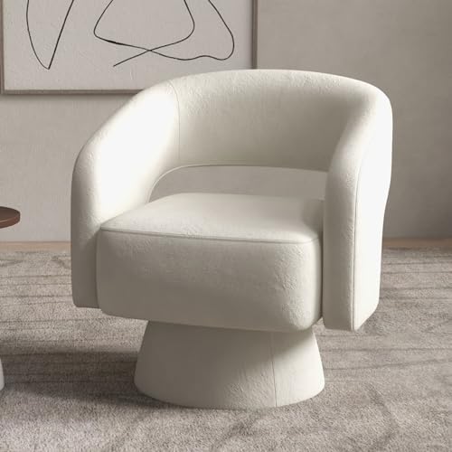 Beige Velvet Swivel Barrel Chair Set of 2 G350896