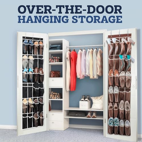 White 3 Pack Over The Door Shoe Organizer with 12 Mesh Pockets U553