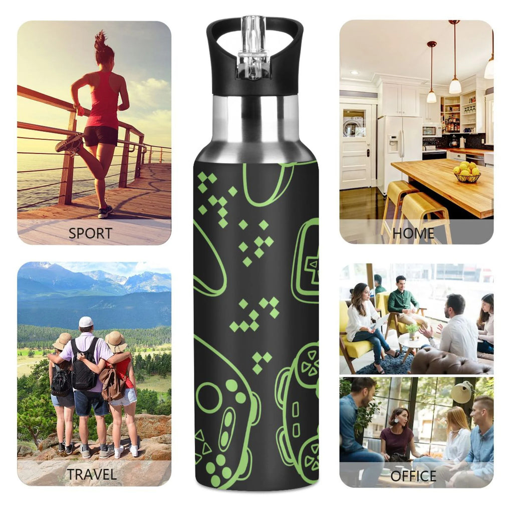 Stainless Steel Vacuum Insulated Water Bottle with Straw Lid 20 OZ C75781