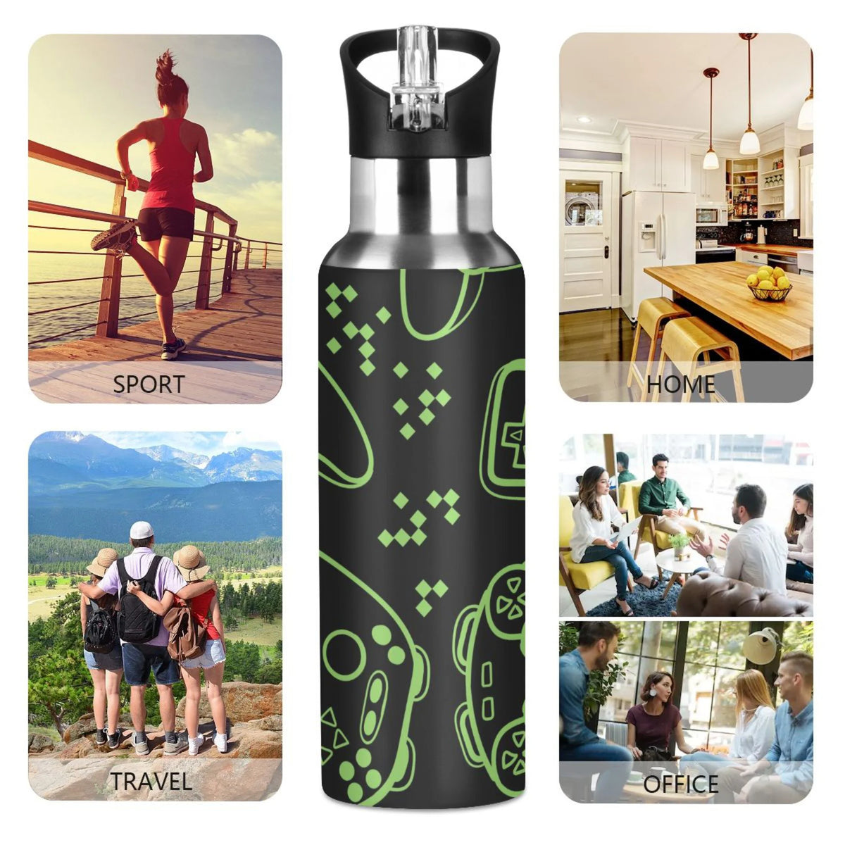 Stainless Steel Vacuum Insulated Water Bottle with Straw Lid 20 OZ C75781