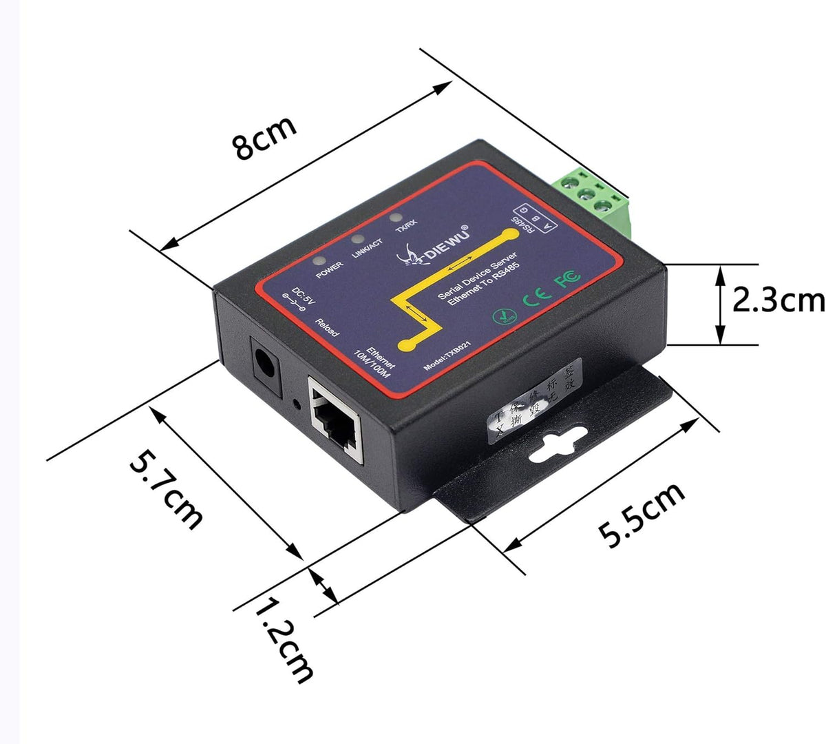 RS485 to Ethernet RJ45 TCP/IP Serial Device Server Converter, Pack of 2 P7613