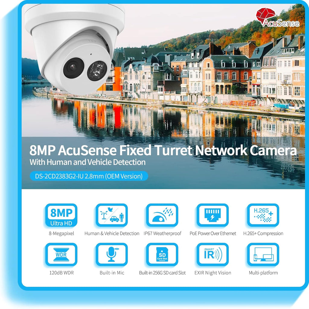 8MP 4K PoE Turret IP Camera with Built-in Mic H57990