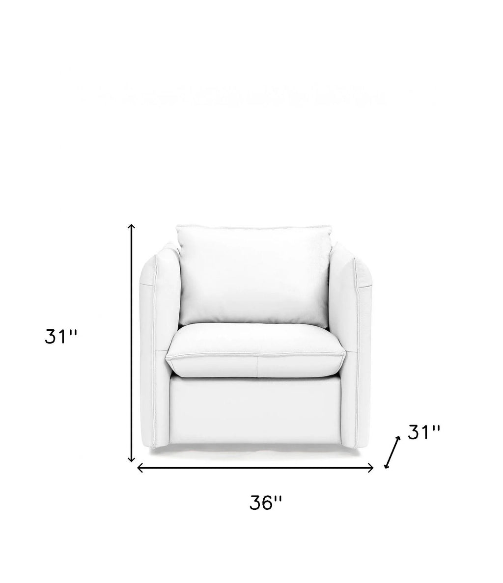 White Genuine Leather Swivel Accent Chair B168
