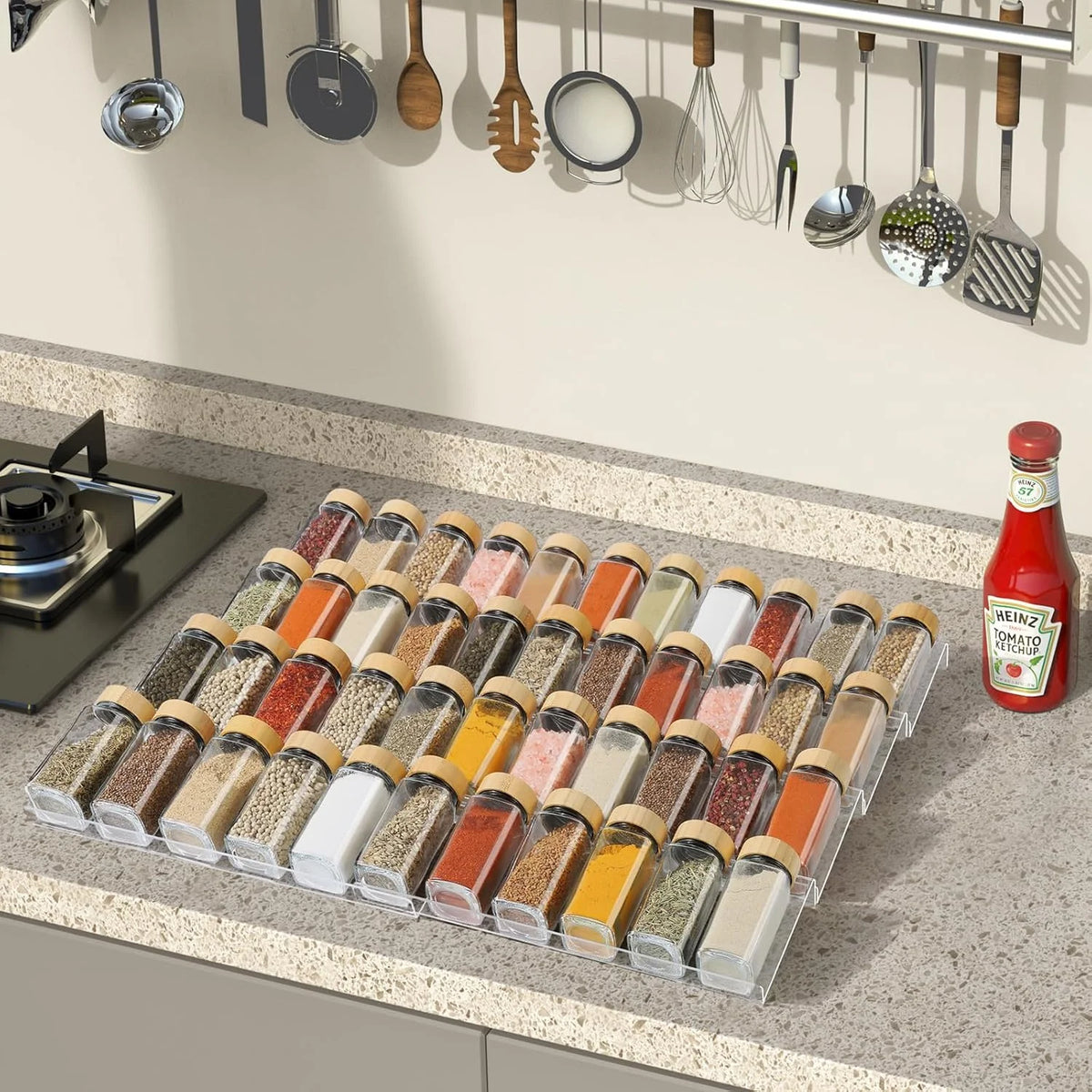 Acrylic 4 Tier Spice Drawer Organizer Rack B3146