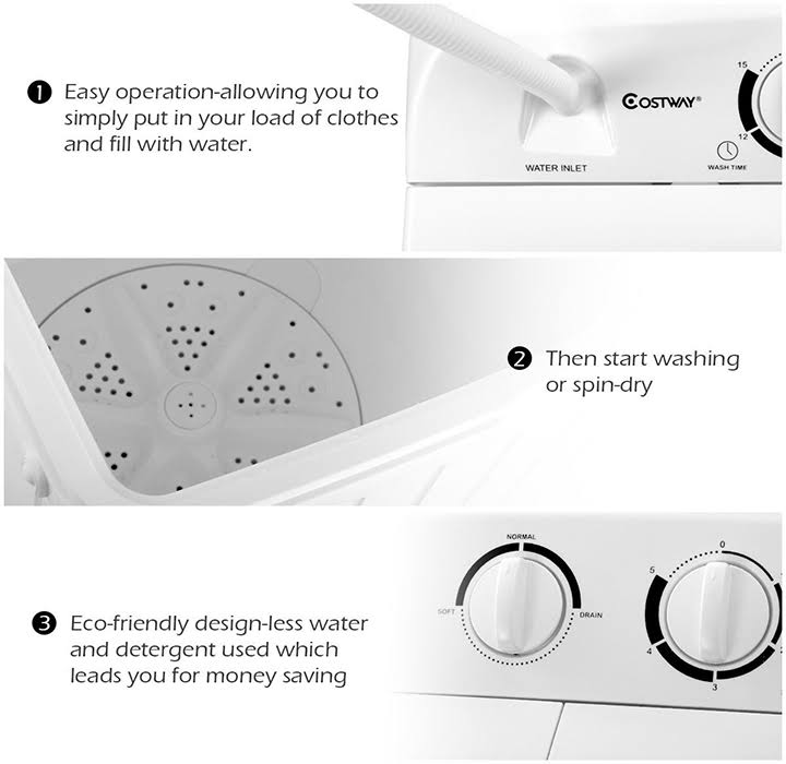 Compact Twin Tub Washing Machine Washer Spinner K644