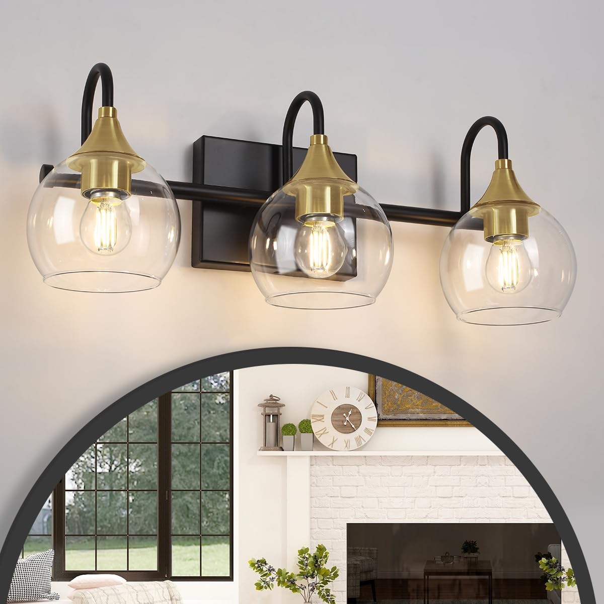 Black Gold 3 Light Bathroom Vanity Light R455