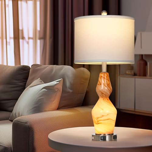 Glass Table Lamps Set of 2 with USB A+C Ports & AC Outlet N1031