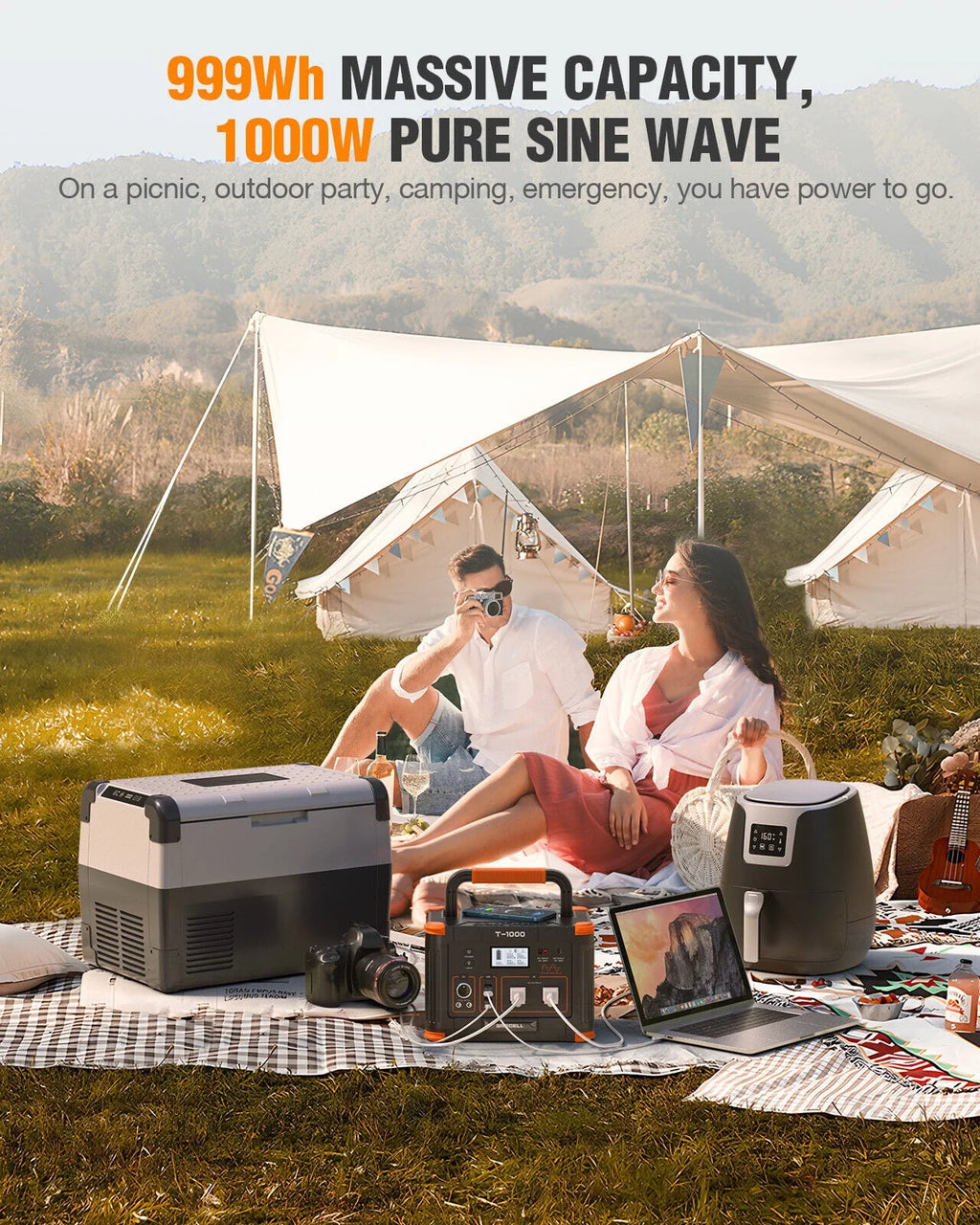 1000W Portable Power Station & 100W Foldable Solar Panel N75364