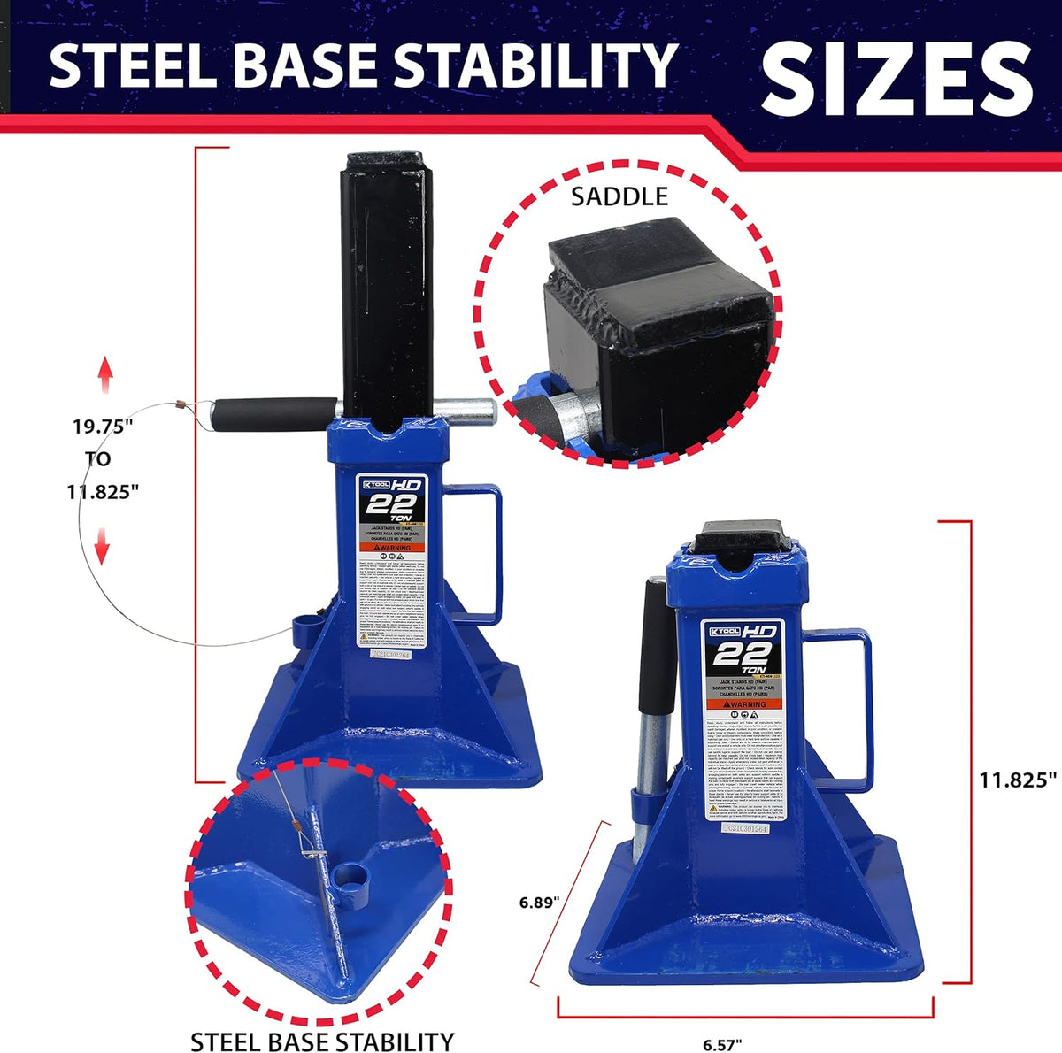 6 Ton Steel Jack Stands Pair Y24276