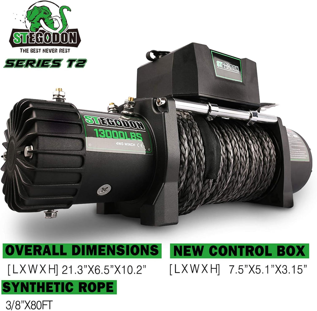 13000 lb. Load Capacity 12V Synthetic Rope Electric Winch with Hawse Fairlead H170112