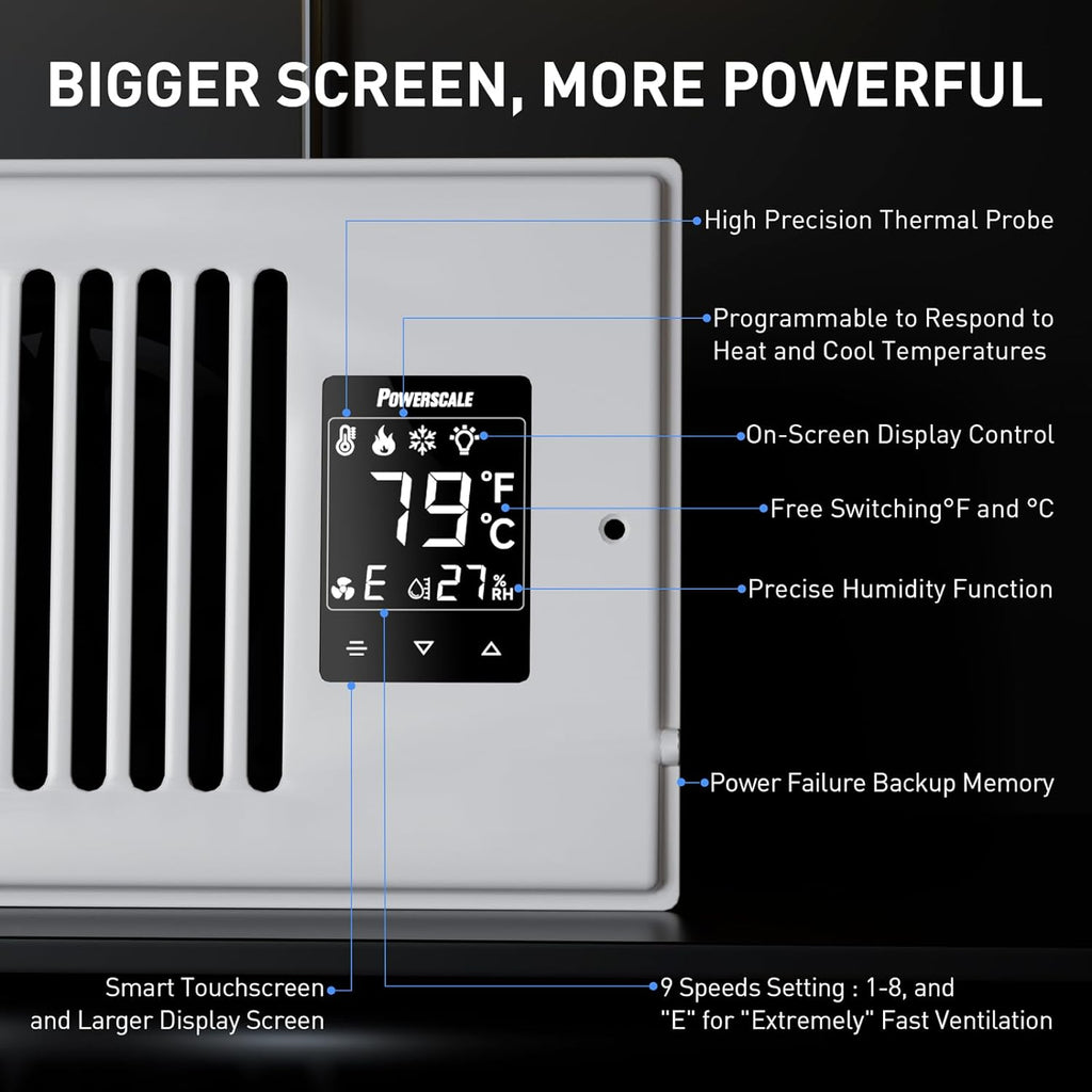 Smart Vent & Quiet Air Booster Register Fan with Humidity Sensor V631