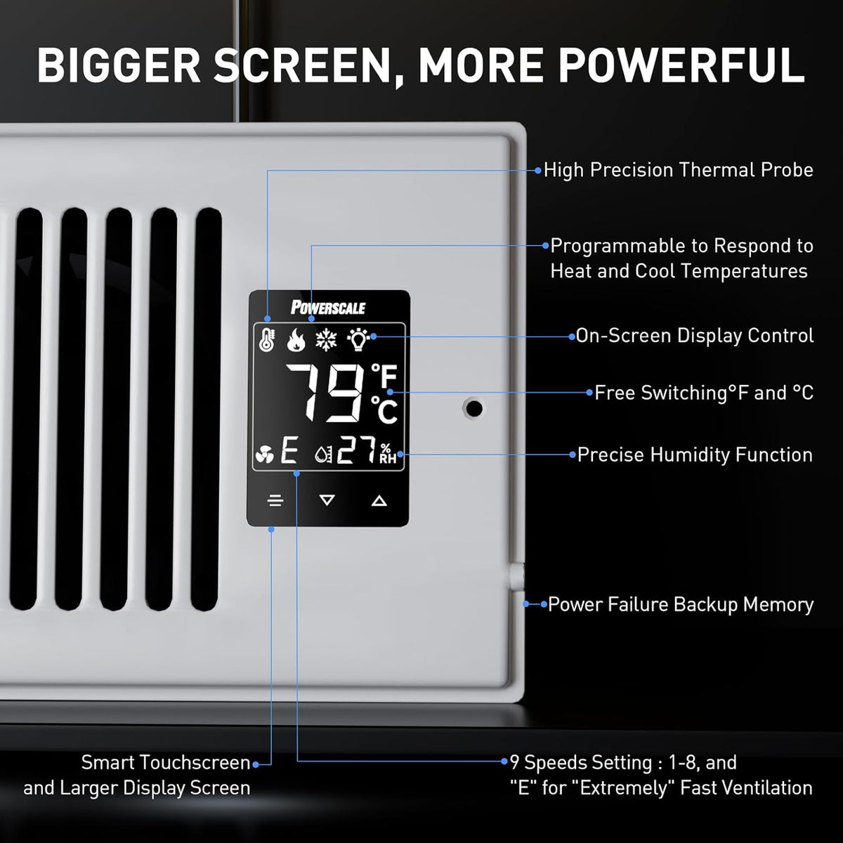Smart Vent & Quiet Air Booster Register Fan with Humidity Sensor V631