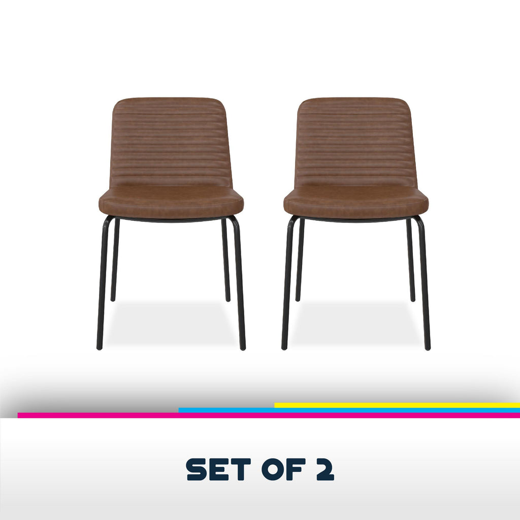 Camel Faux Leather Dining Chair, Set of 2 V41279