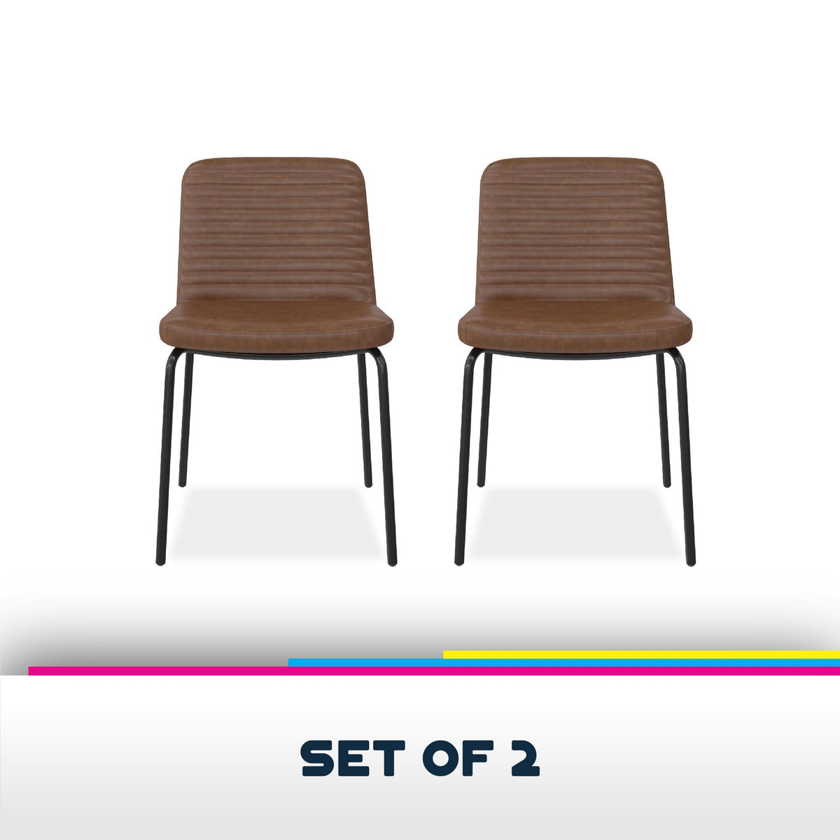 Camel Faux Leather Dining Chair, Set of 2 V41279