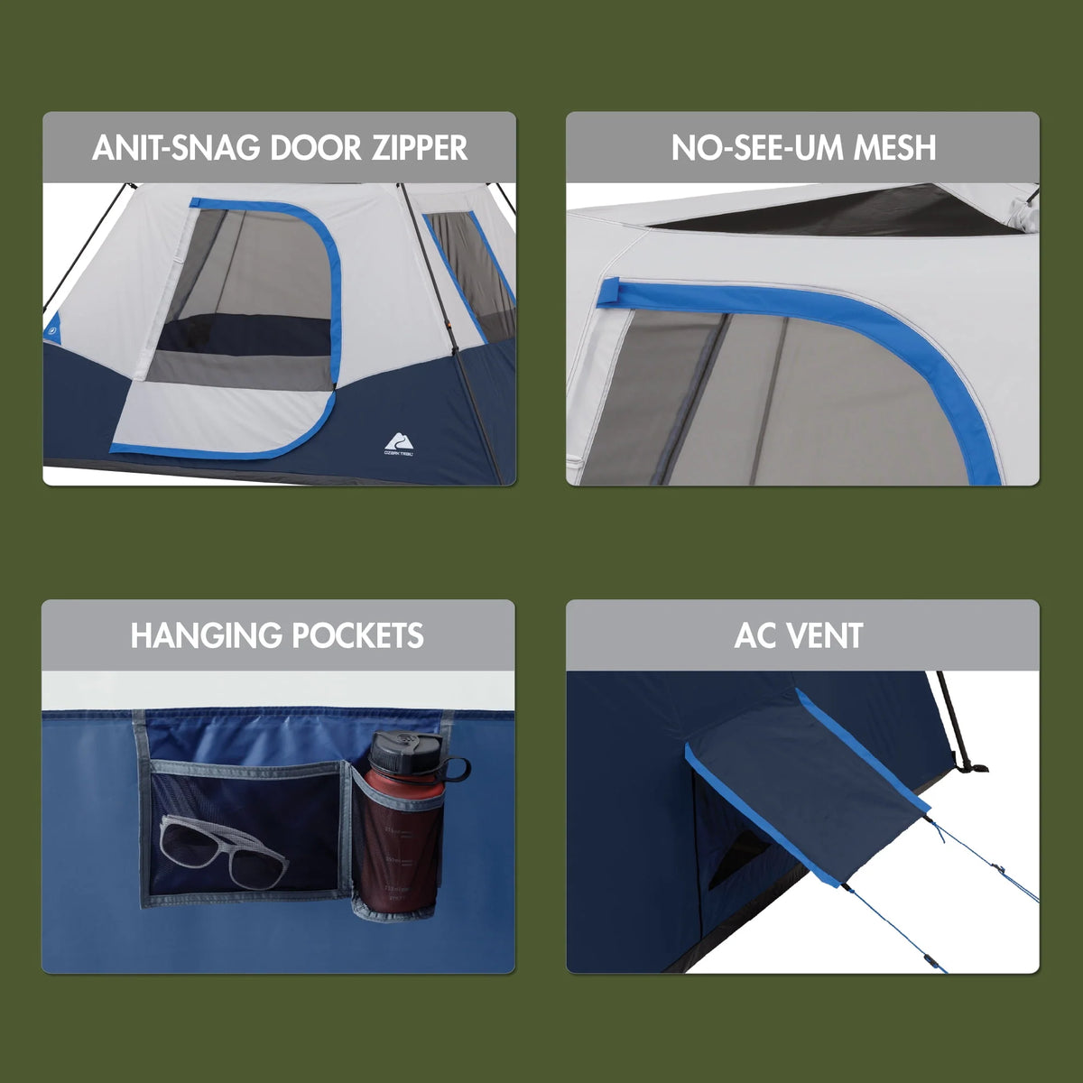 6-Person Instant Cabin Tent with LED Lighted Hub X825003