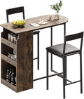 Small Kitchen Table and Chairs Set with Storage Shelves Brown E742489