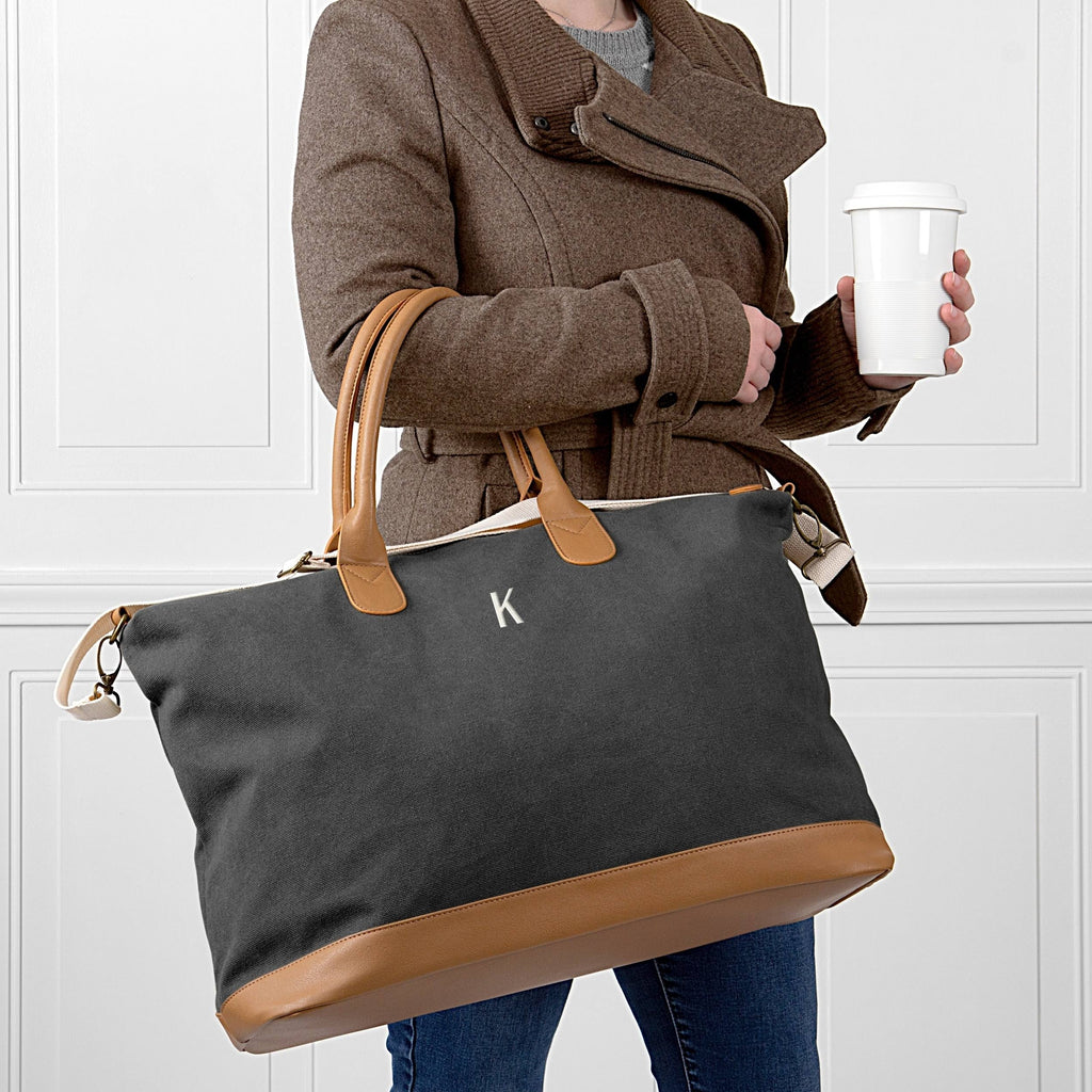 Black Washed Canvas Weekender B817