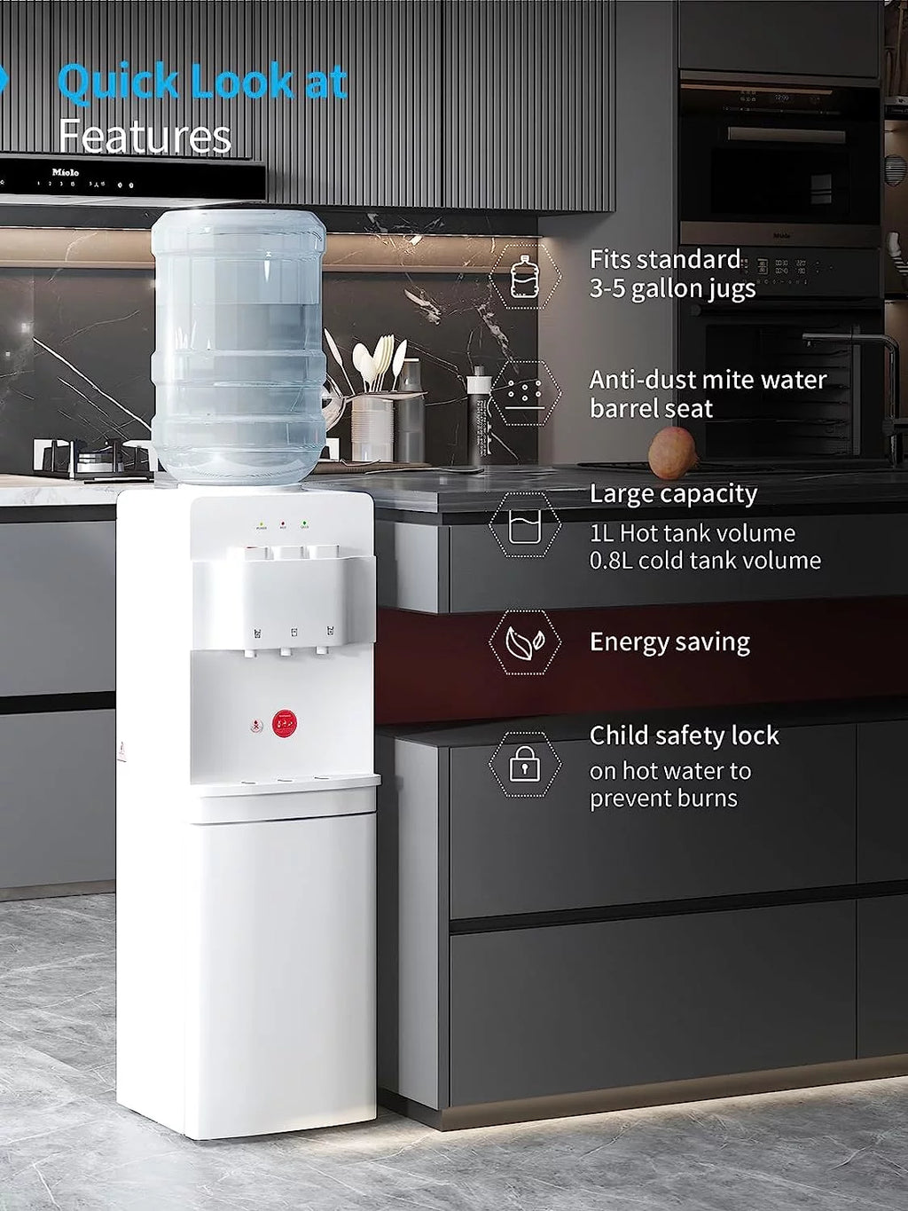 Top Loading Hot & Cold Water Cooler Dispenser White Y618