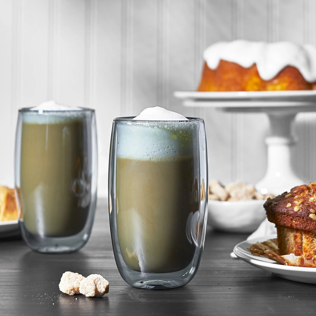 2-pc Double-Wall Latte Glass Set Smoke Grey V752