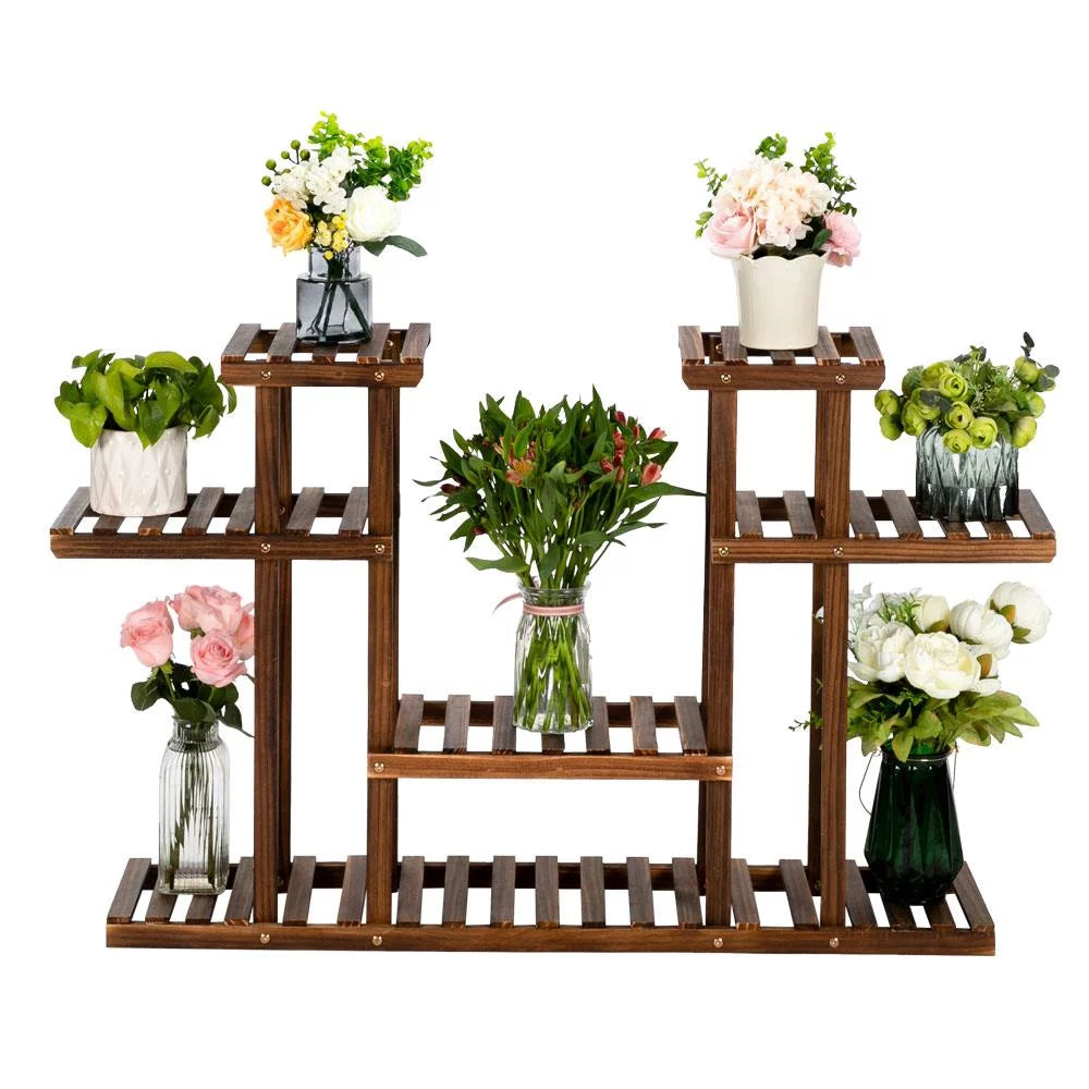 Brown 8-Tier Pine Wood Plant Stand C17535