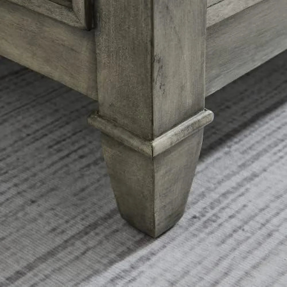 Rustic Solid Wood Glass Top Coffee Table 45.5"x26"x19" A602