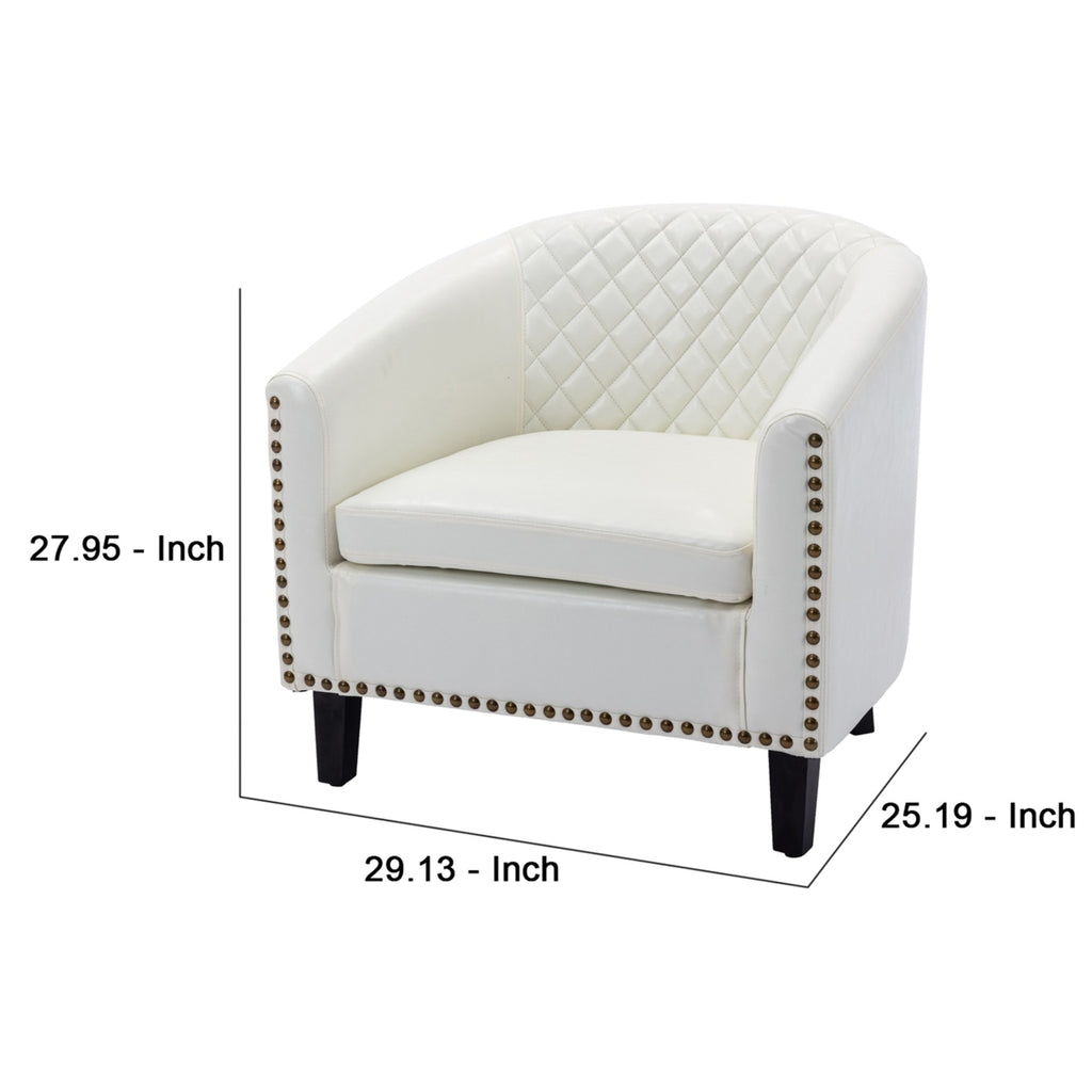 White Faux Leather Curved Accent Chair F453101