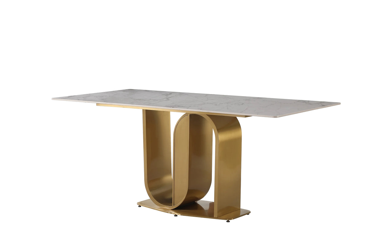 71" Gold Dining Table with Sintered Stone Top H579