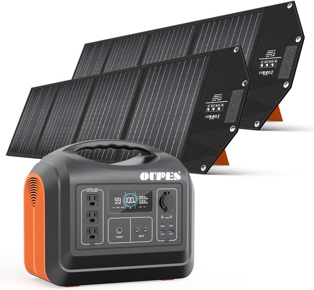 Solar Generator 1800W/1488Wh with 2 X 100W Foldable Solar Panel Portable Power Station LiFePO4 Battery A1448