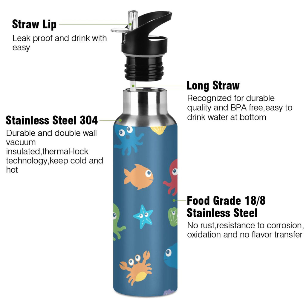 Stainless Steel Insulated Water Bottle with Straw Lid D652279