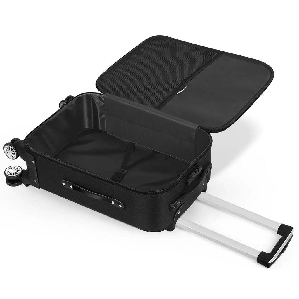 20 inch Softside Black Carry On Suitcase with Spinner Wheels Lock X826