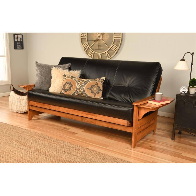 Full-Size Faux Leather Futon Mattress in Black V25501