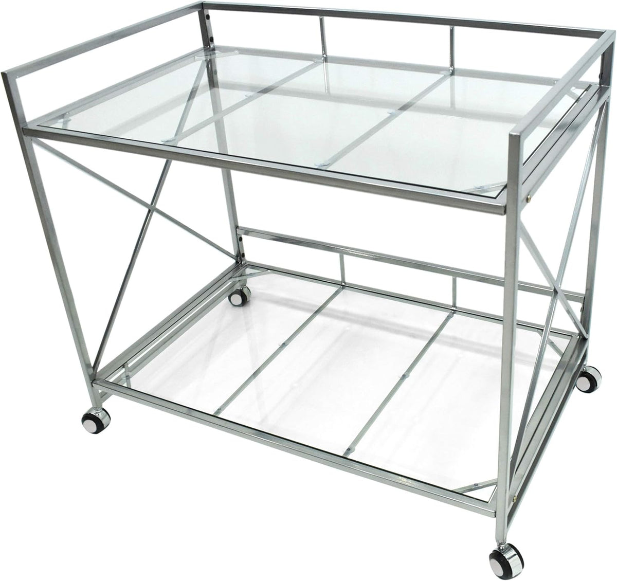 Industrial Modern Iron and Glass Bar Cart B984175