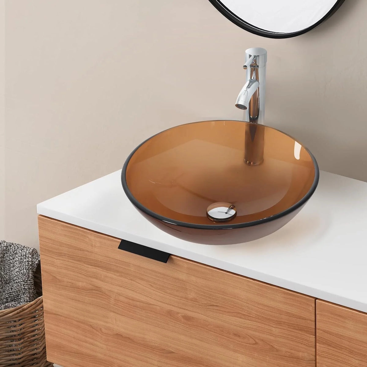 Tempered Glass Vessel Sink and Faucet Combo M237