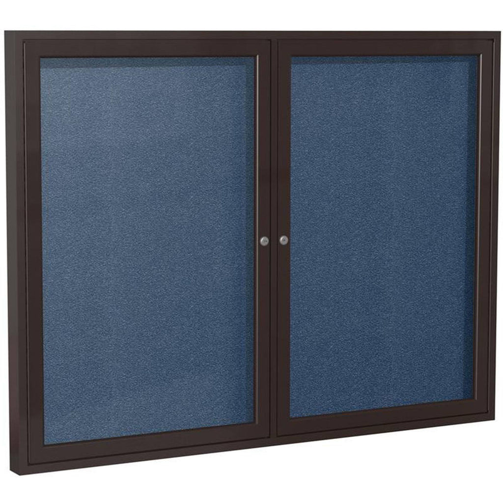 Navy 2-Door Enclosed Vinyl Bulletin Board W5634