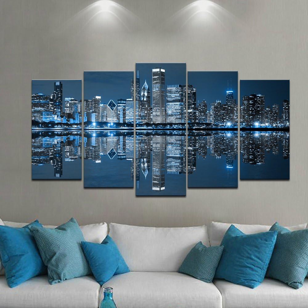Large 5 Panels Framed Canvas Print Wall Art H401