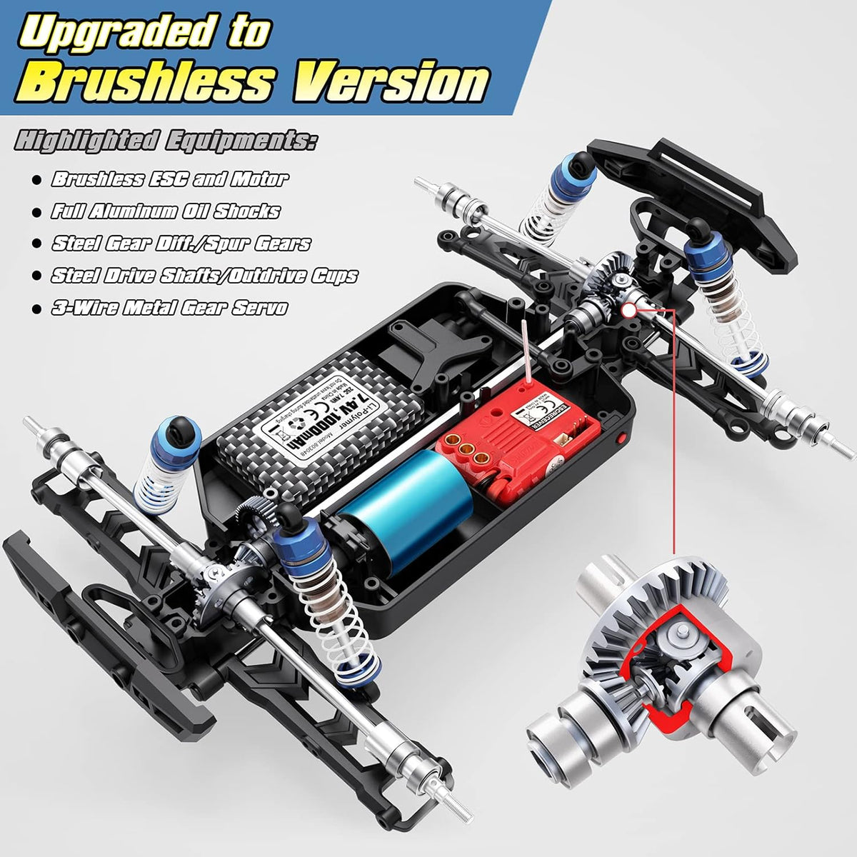 1/18 Scale 4WD Brushless RC Truck with Extra Shell and Battery D17959
